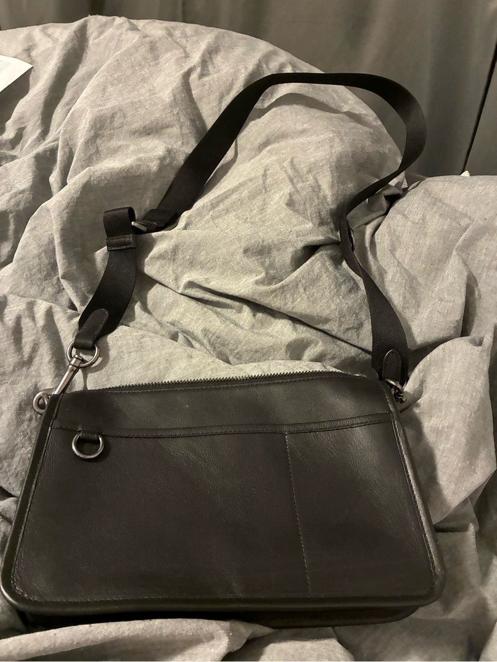 Good Condition-COACH Heritage Convertible Crossbody Bag - Smooth Black Leather